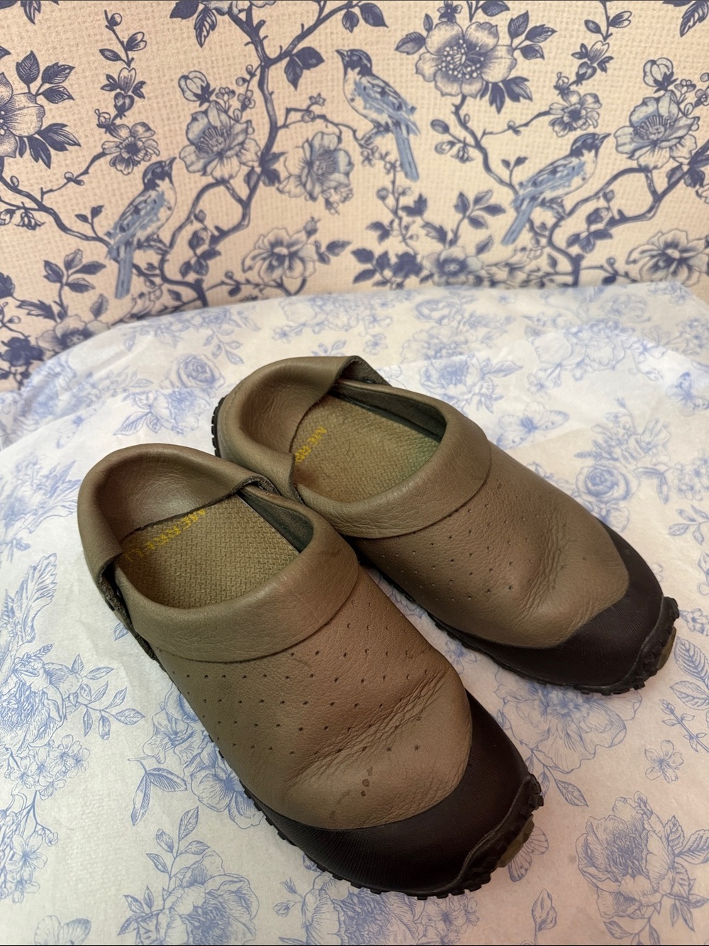 Merrell Slip-On Comfort Clogs in Brown and Tan